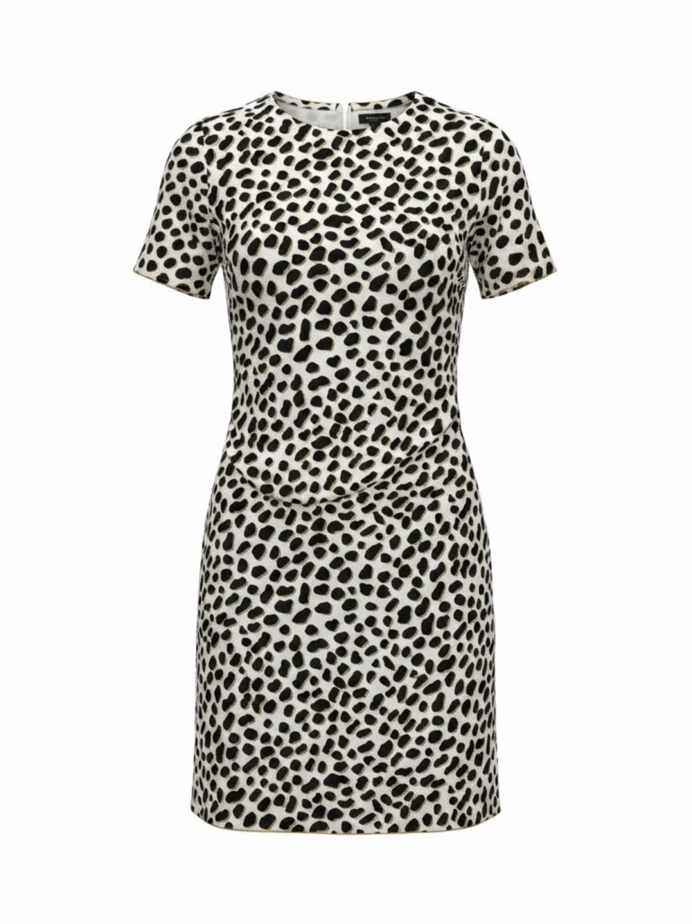 Ann Taylor Black & White Short Sleeve Animal Print Mini Dress